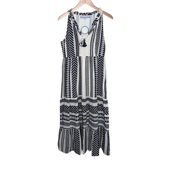 NWT Just Bellina black ivory dress organic cotton size medium - Picture 2 of 8